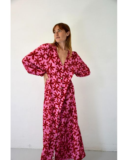 Mind Traveler Red Micaela Floral Dress