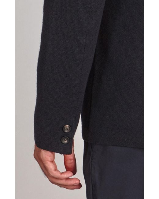 Paul James Knitwear Blue Lightweight Merino Cashmere Federico Knitted Blazer for men