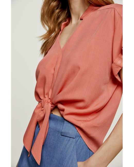 Conquista Red Tie Detail Coral Top