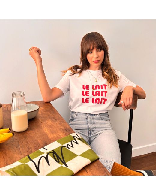 Fanclub White Le Lait Retro Slogan T-Shirt