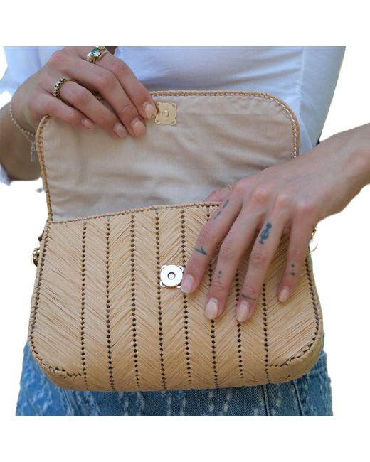Springmoonatelier Metallic Neutrals Cream Raffia Medium Strappy Bag