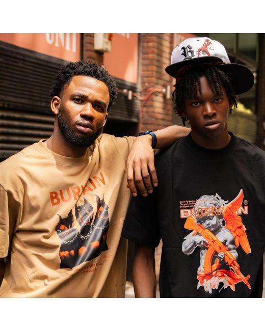 Burvain. Brown Brothdog Tee for men