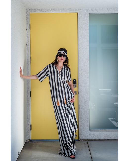 Jennafer Grace Black Corsaire Stripe Tunic & Palazzo Set