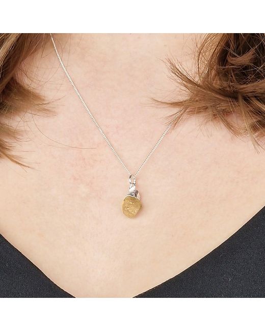 Harfi Metallic Sterling Raw Citrine November Birthstone Necklace