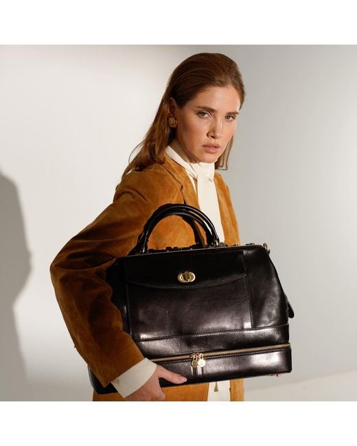 Time Resistance Black Leather Doctor Bag, Medical Bag, Leather Handbag
