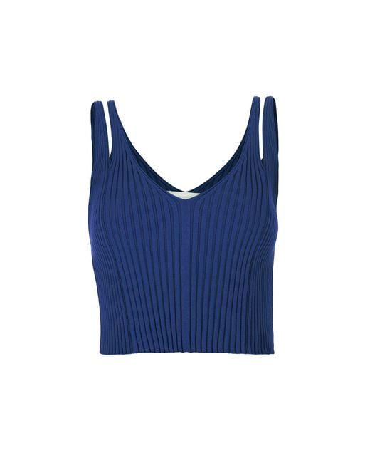 SALANIDA Blue Donna Ribbed Crop Top