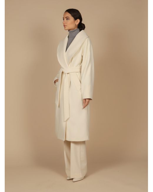 Santinni Natural 'Hepburn' 100% Italian Virgin Wool & Cashmere Coat