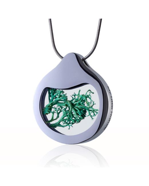 My Little Nature Blue Natural Moss Pendant Necklace – Handcrafted Botanical Jewelry