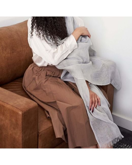 Variously White Pebble Light Hand Woven Soft Linen Scarf