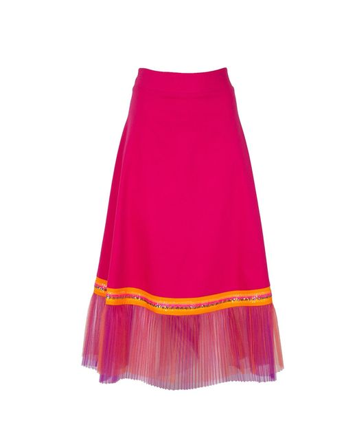 Lalipop Design Pink Fuchsia Skirt With Double Layer Pleated Tulle Detail
