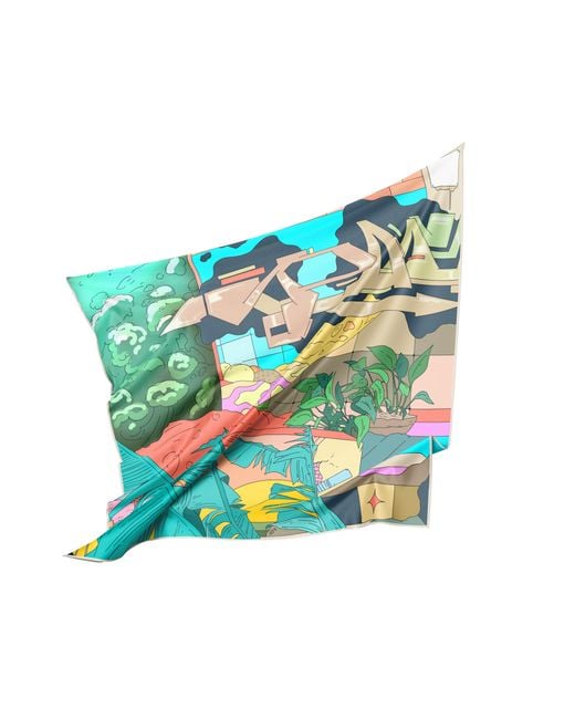Pauser Blue Silk Scarf