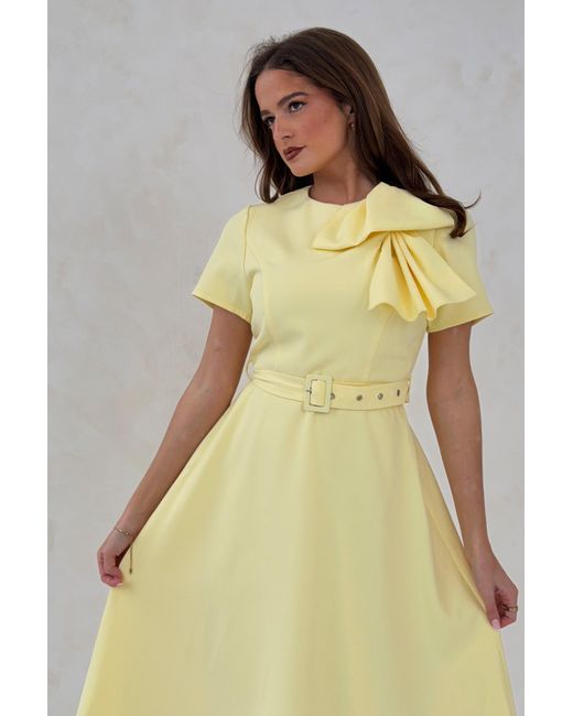 Girl In Mind Yellow Sorelle Belted Midi Dress