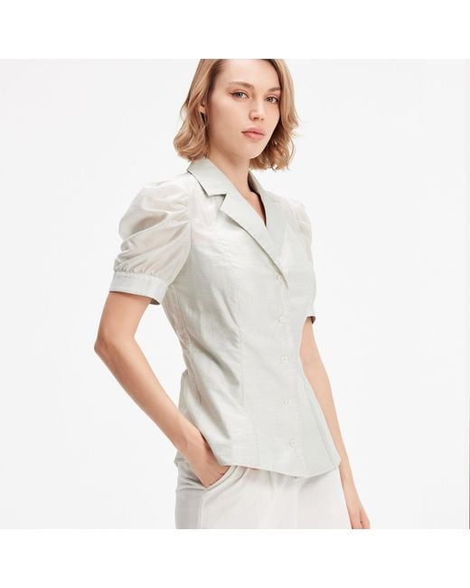 Smart and Joy Gray Chemisier Organza À Manches Courtes