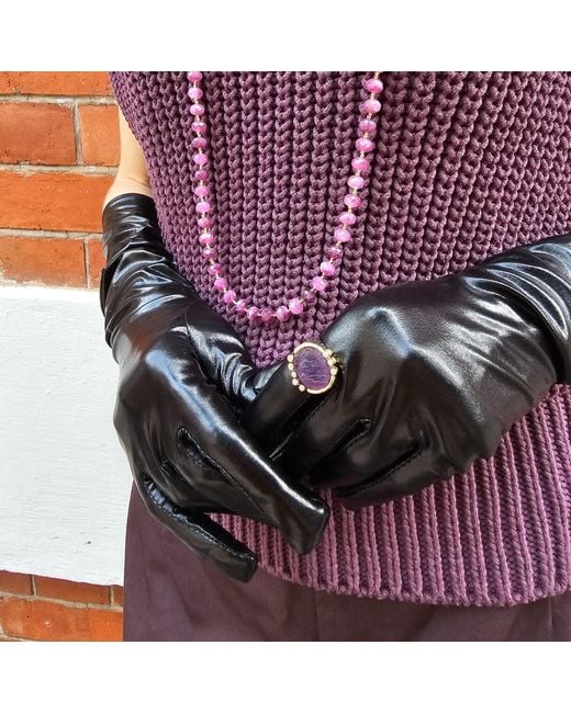 Farra Purple Unpolished Amethyst Platinum Chunky Ring