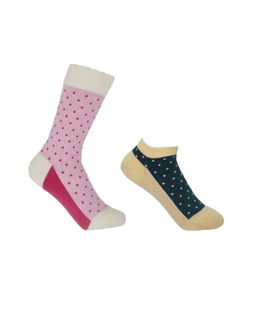 Peper Harow - Made in England Pink Pin Polka & Luxury Crew & Trainer Socks Bundle