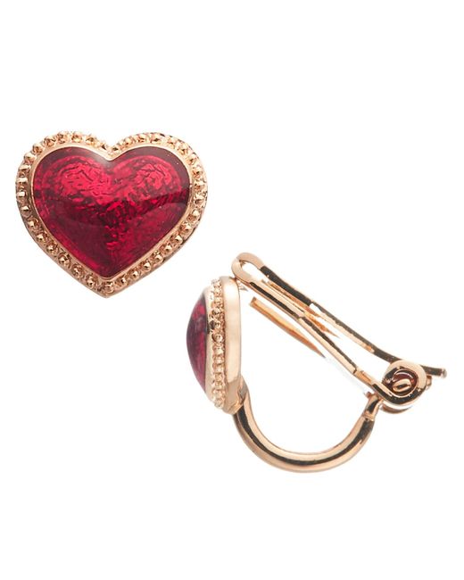 Grosse Pink Enamel Heart Clip On Earrings, Series Pop Heart
