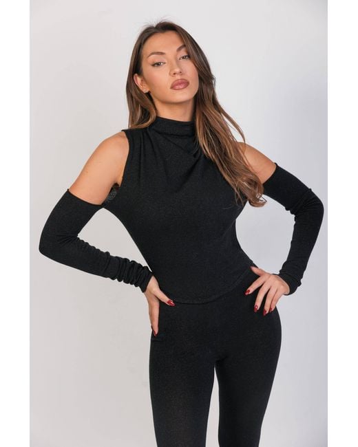 Maison Bogomil Black Cold-Shoulder Knit Jumpsuit