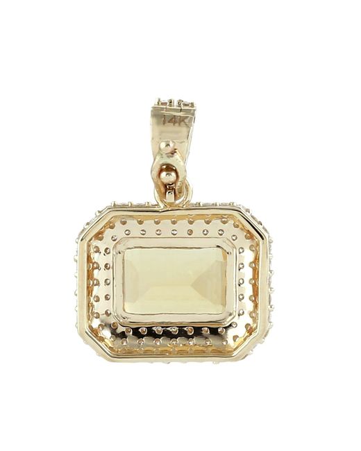 Artisan Metallic Emerald Cut Citrine & Diamond Halo Pendant