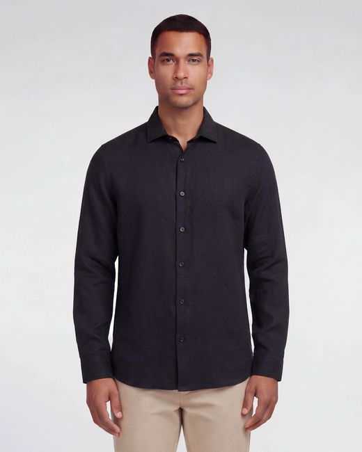 Lords of Harlech Blue Lionel Linen Button Down Shirt for men