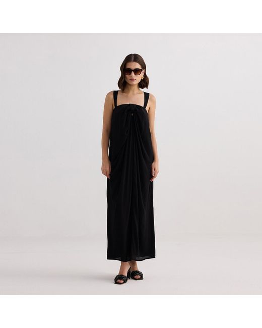 REISTOR Black Twilight Twist Strappy Maxi Crepe Dress