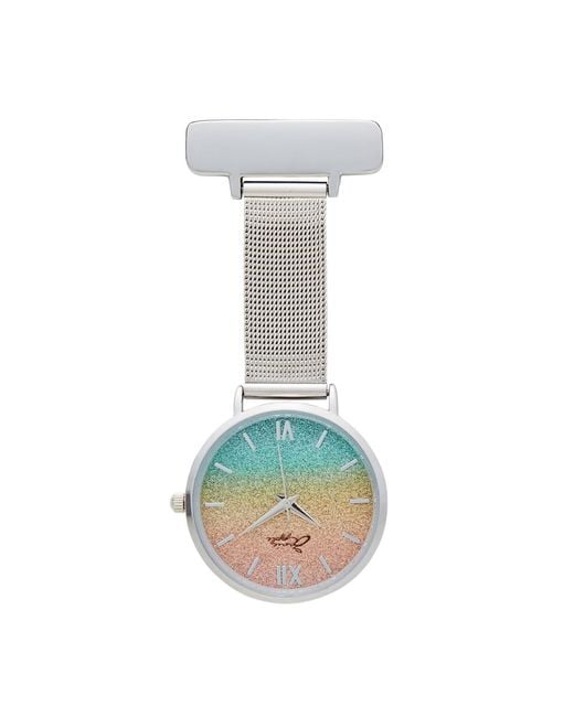 Bermuda Watch Company Blue Annie Apple Aurora Glitter Mesh Nurse Fob Watch