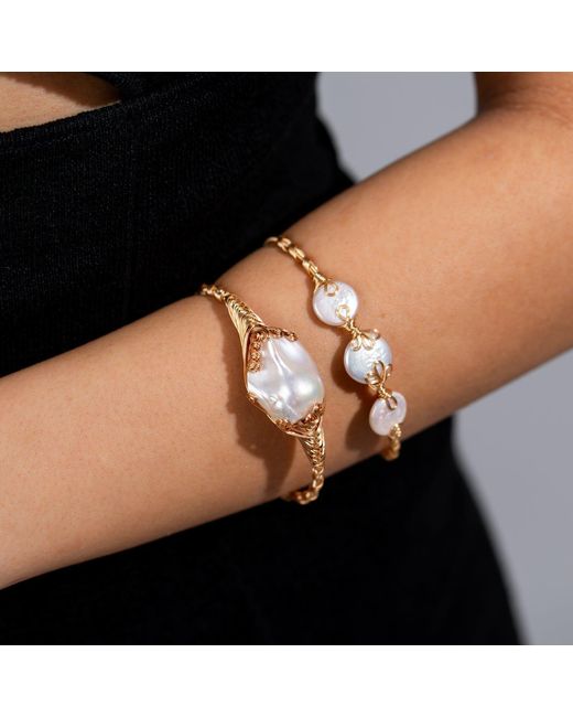 Ebru Jewelry Metallic Cleopatra's Treasure Baroque Pearl Arm & Cuff Bracelet