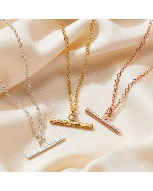 Posh Totty Designs Metallic Sterling Textured T-Bar Necklace