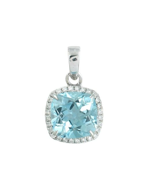 Artisan Blue 14K Topaz & Diamond Halo Pendant