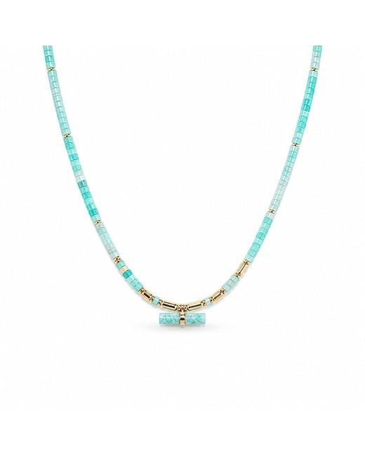 Ormiro Metallic Hebe Amazonite T-Bar Necklace