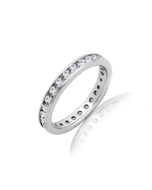 Diamonbliss Metallic Embellished With Swarovski Channel Setting One Carat Round Cut Eternity Ring