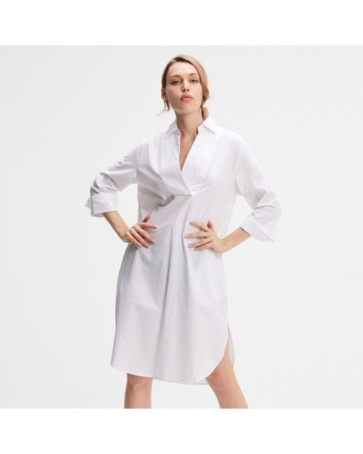 Smart and Joy Blue Minimalist Cotton Shirt Dress