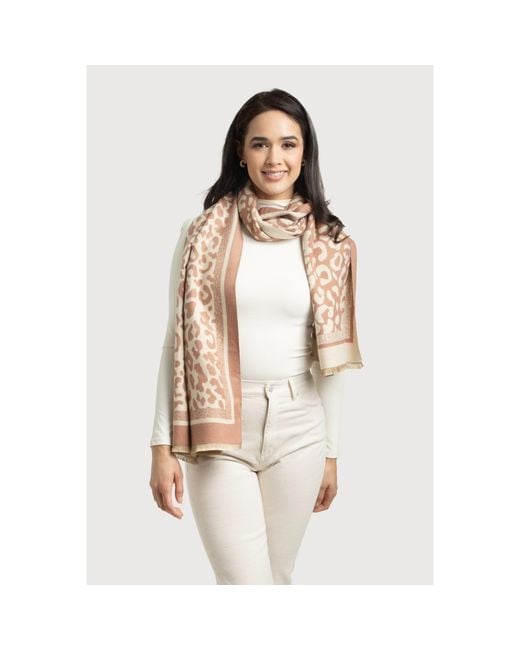 Saachi Brown Two Tone Leopard Reversible Scarf