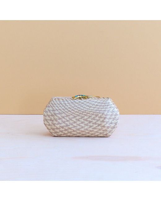 LIKHÂ Natural Neutrals Dusty Rose Houndstooth Clutch