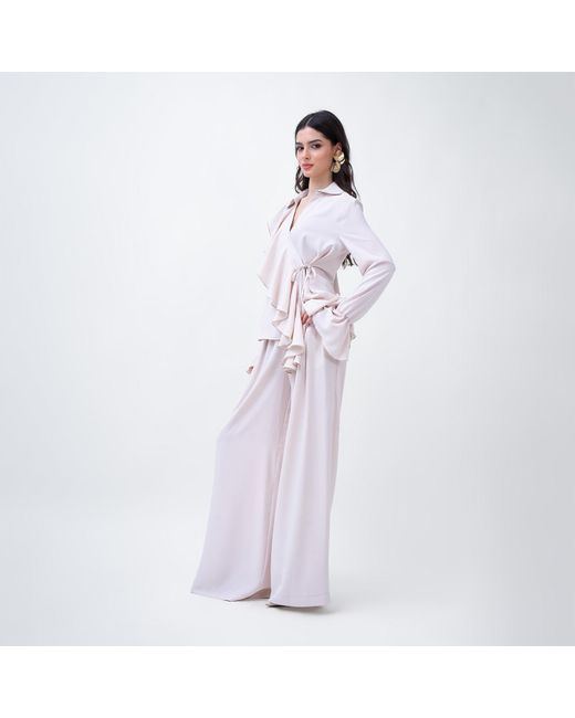 BLUZAT Purple Neutrals Ruffled Wrap Blouse