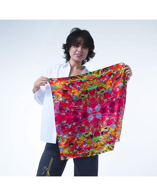 Lilia Munn Pink Dragon Fruit Silk Scarf