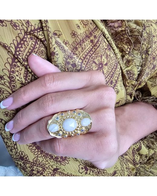 Farra Metallic Moonstone Statement Ring