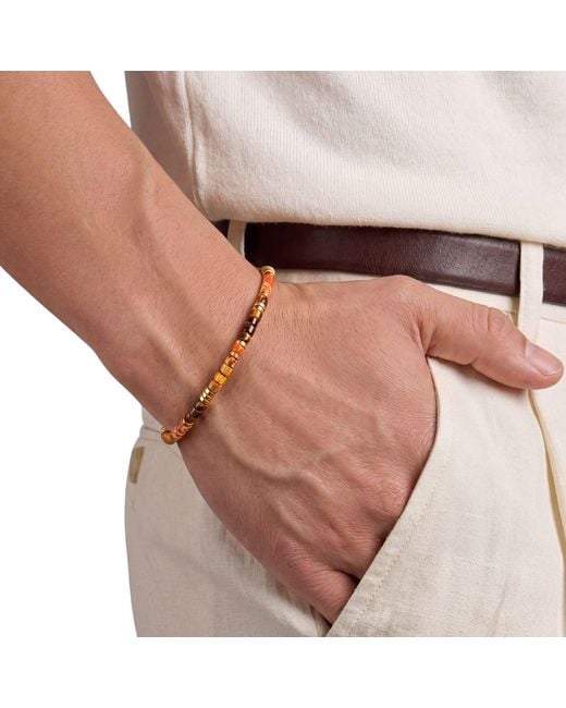 Nialaya Metallic Jasper & Tiger Eye Heishi Bracelet for men