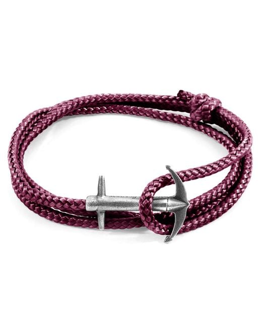 Anchor and Crew Purple Aubergine Admiral Anchor & Rope Bracelet for men