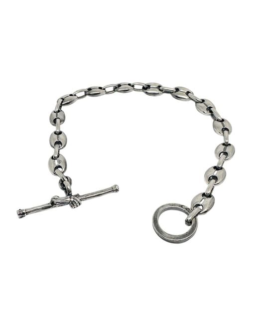 Tg-Jewellery by Tamara Gervasio Metallic Anchor Link Sterling Bracelet With Skull Hand T-Bar Clasp for men