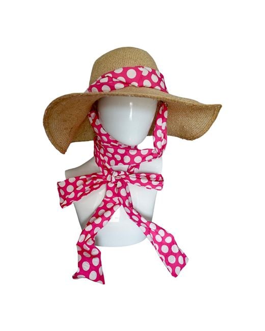 Romer Millinery Pink Neutrals Floppy Brim Hemp Rope Sun Hat With Multi Ties