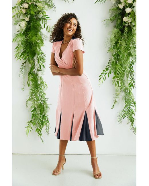 Deer You Lillian Lushing Dress With Fluted Godet Skirt In Dusty Pink