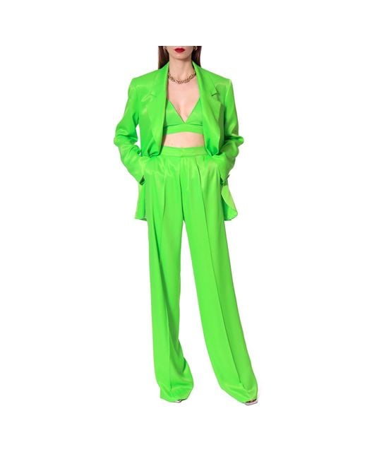 AGGI by HALEWSKI Green Bellamy Satin Flash Blazer