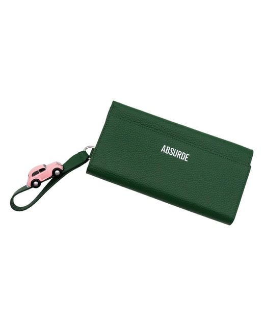 Absurde Green Parking Leather Bifold Wallet