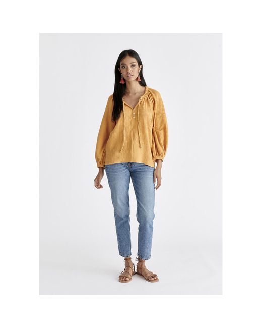 yellow peasant blouse