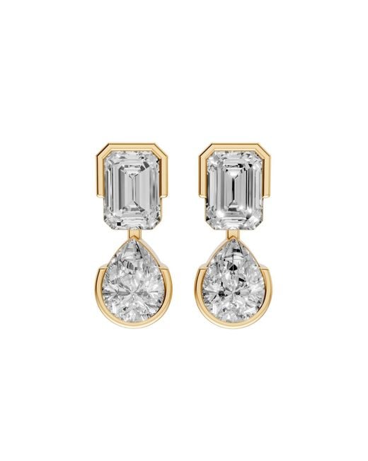 Aya Fine Jewelry Metallic Princess & Emerald Cut Lab Diamond Dangle Drop Earrings