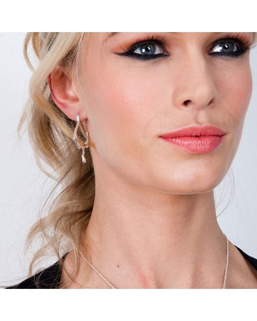 Lucy Quartermaine Metallic Solid Sterling Dripping Hoop Earrings