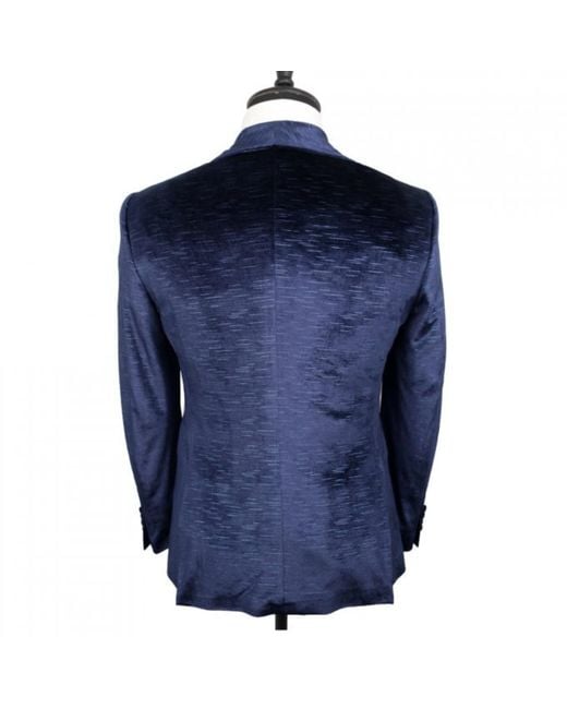 DAVID WEJ Blue Semi Plain Velvet Shawl Lapel Blazer – Royal for men