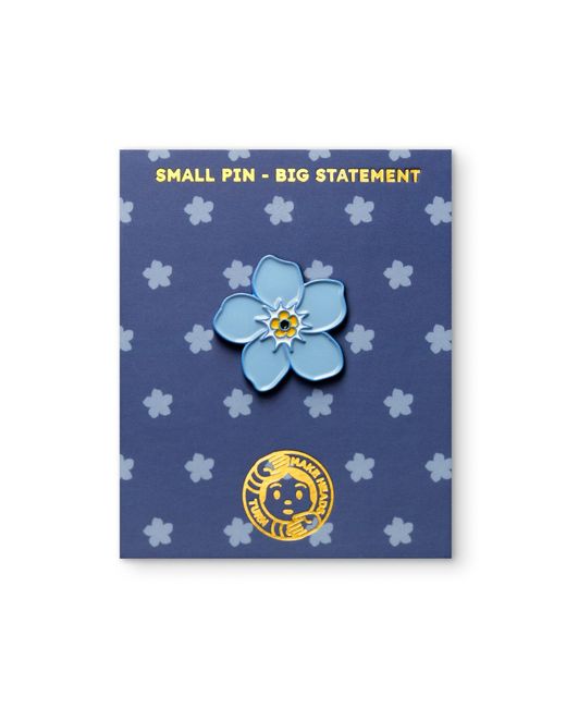 Make Heads Turn Blue Enamel Pin Forget Me Not Flower