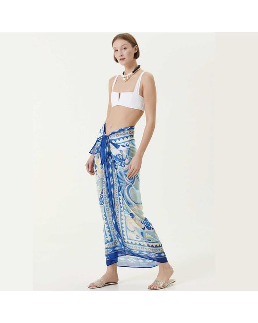 LOVEIST STORE Blue Trya Pareo Sarong Cover Up