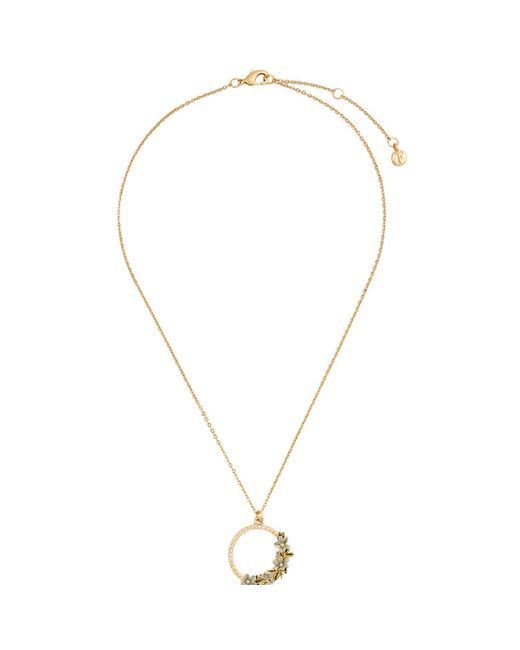 Fable England Metallic Floral Wreath Necklace & Floral Wreath Hoop Earrings Set